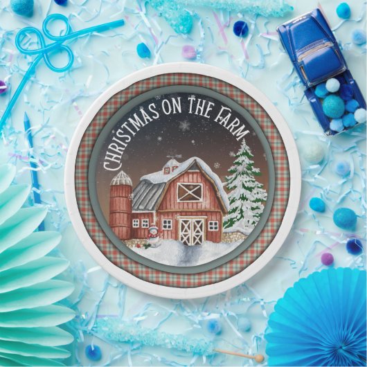 クリスマスオンザファーム紙プレート ペーパープレート (パーティー)
