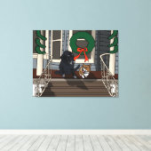 クリスマスオンザフロントポーチ、ラップされたキャンバス キャンバスプリント (インサイチュ (ウッドフロア))