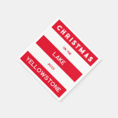 クリスマスオンザレイクレッド航海のストライプ スタンダードカクテルナプキン (角)