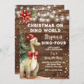 クリスマスオンディノ世界木材恐竜4th誕生日 招待状 (正面/裏面)