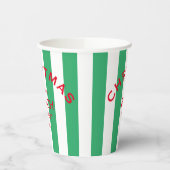 クリスマスオンビーチカスタムグリーンカバナストライプ 紙コップ (左)