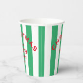 クリスマスオンビーチカスタムグリーンカバナストライプ 紙コップ (右)