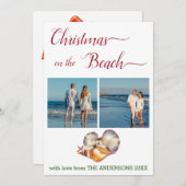 クリスマスオンビーチホワイトシーシェルズコラージュ シーズンカード (正面/裏面)