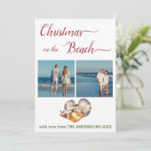 クリスマスオンビーチホワイトシーシェルズコラージュ シーズンカード (スタンド正面)