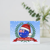 クリスマスオージースタイル微笑むオーストラリア国旗 シーズンポストカード (スタンド正面)