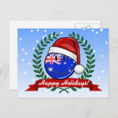クリスマスオージースタイル微笑むオーストラリア国旗 シーズンポストカード (正面/裏面)