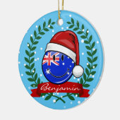 クリスマスオージースタイル微笑むオーストラリア国旗 セラミックオーナメント (左)