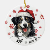 クリスマスオーストラリアの羊飼いパーソナライズされた犬 セラミックオーナメント (正面)