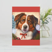 クリスマスオーストラリアシェパードドッグギフトTシャツ シーズンカード (スタンド正面)