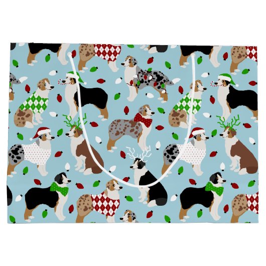 クリスマスオーストラリアシェパードラージ抱き枕 ラージペーパーバッグ (裏面)