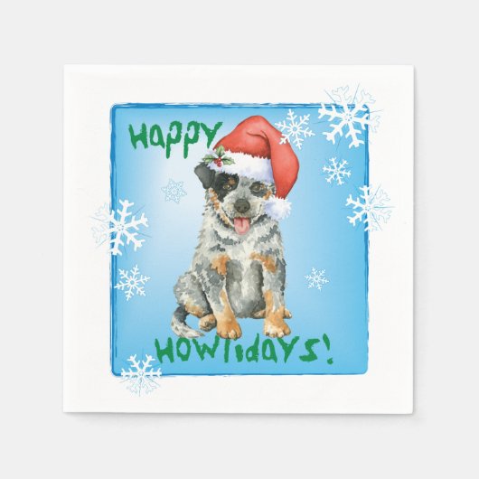 クリスマスオーストラリア牛の犬 スタンダードカクテルナプキン (正面)