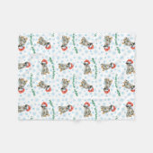 クリスマスオーストラリア牛の犬 フリースブランケット (正面(横))