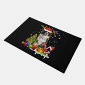 クリスマスオーストラリア羊飼いクリスマスライトサンタレ ドアマット (アングル)