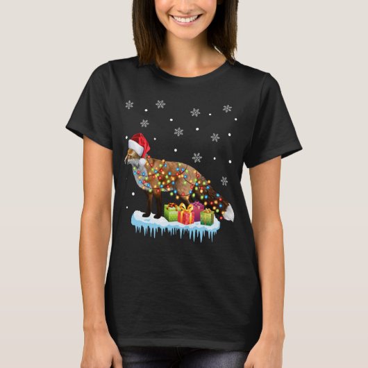 クリスマスオーストラリア羊飼いクリスマスライトサンタレ Tシャツ (正面)