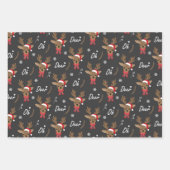 クリスマスオーディアトナディアサンタハットスノーブラック ラッピングペーパーシート (正面3)