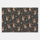 クリスマスオーディアトナディアサンタハットスノーブラック ラッピングペーパーシート (正面)