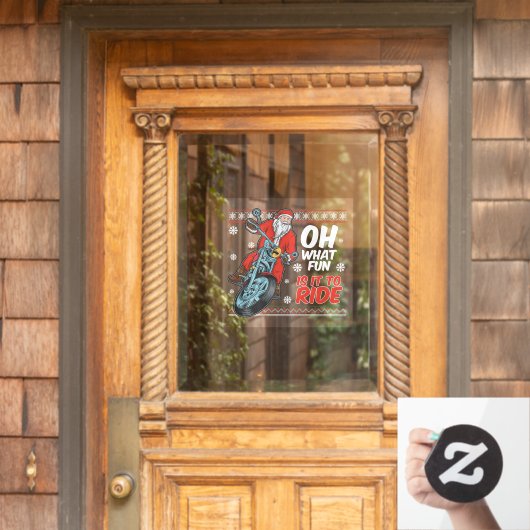 クリスマスオートバイサンタクロースおもしろいクリスマス ウィンドウサイン (ホームデコレーション)