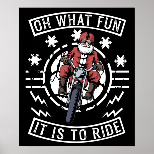 クリスマスオートバイサンタクロースバイクもしくは自転車に乗る人パパバイク ポスター (正面)
