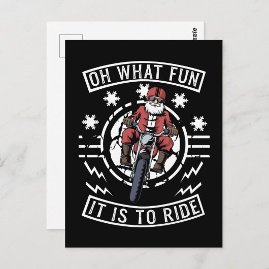 クリスマスオートバイサンタクロースバイクもしくは自転車に乗る人パパバイク ポストカード (正面/裏面)