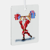 クリスマスオーナメントおもしろいボディビルダーSanta Gift メタルオーナメント (正面右)