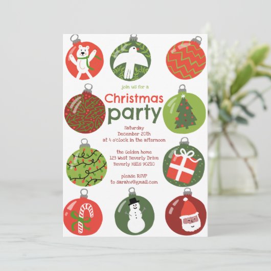 クリスマスオーナメントお洒落ズホリデーパーティカスタムー 招待状 (スタンド正面)