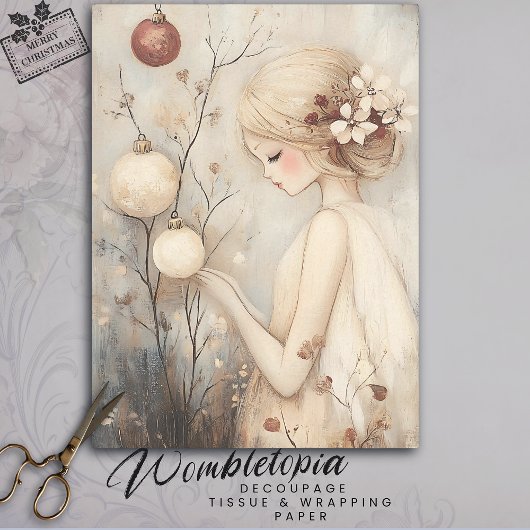 クリスマスオーナメントお洒落デコページ付き女の子 薄葉紙