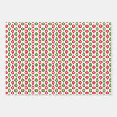 クリスマスオーナメントとスター、クラシック赤と緑 ラッピングペーパーシート (正面3)