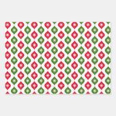 クリスマスオーナメントとスター、クラシック赤と緑 ラッピングペーパーシート (正面)