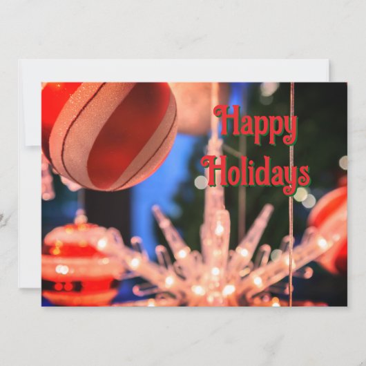 クリスマスオーナメントとハッピーホリデー シーズンカード (正面)