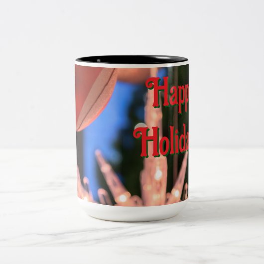 クリスマスオーナメントとハッピーホリデー ツートーンマグカップ (中央)