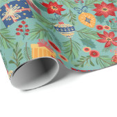 クリスマスオーナメントとプレゼントホリデイ ラッピングペーパー (ロールコーナー)