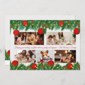 クリスマスオーナメントとライトフォトコラージュ シーズンカード (正面/裏面)