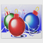 クリスマスオーナメントとリボン –  ラッピングペーパー (フラット)