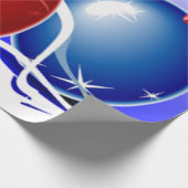 クリスマスオーナメントとリボン –  ラッピングペーパー (角)