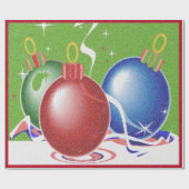 クリスマスオーナメントとリボン –  ラッピングペーパー (フラット)