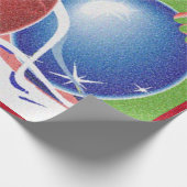 クリスマスオーナメントとリボン –  ラッピングペーパー (角)