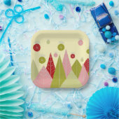 クリスマスオーナメントと木 ペーパープレート (パーティー)