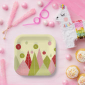 クリスマスオーナメントと木 ペーパープレート (パーティー)