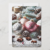 クリスマスオーナメントと枝 シーズンカード (正面)