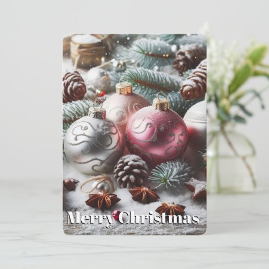 クリスマスオーナメントと枝 シーズンカード (スタンド正面)
