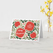 クリスマスオーナメントと紅葉の休日の写真 カード (黄色い花)