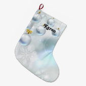 クリスマスオーナメントと雪片クリスマスストック ラージクリスマスストッキング (正面 (吊り時))