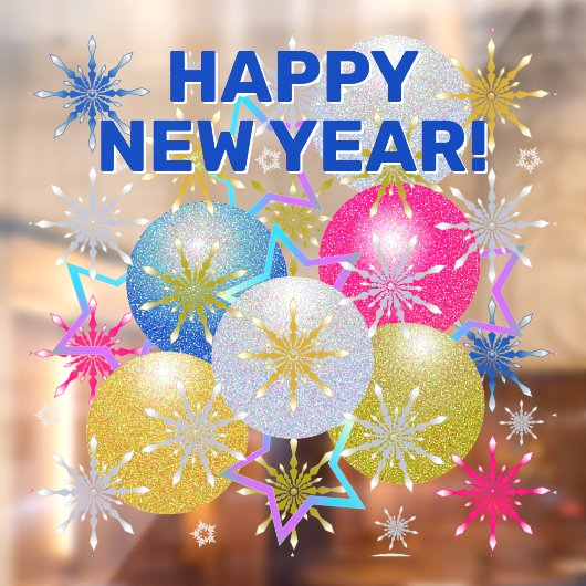 クリスマスオーナメントと雪 ウィンドウサイン (シート2)