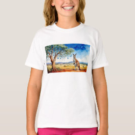 クリスマスオーナメントのついたユーカリの木の下のカンガルー Tシャツ