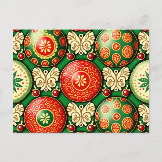 クリスマスオーナメントのイラストが入ったポストカード シーズンポストカード (正面)