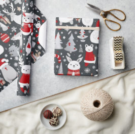 クリスマスオーナメントのグレーデコールラッピング紙 ラッピングペーパー
