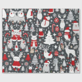 クリスマスオーナメントのグレーデコールラッピング紙 ラッピングペーパー (フラット)