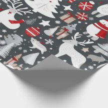 クリスマスオーナメントのグレーデコールラッピング紙
