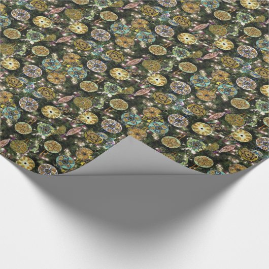 クリスマスオーナメントの光沢のある包装紙、30" x 6' ラッピングペーパー (角)