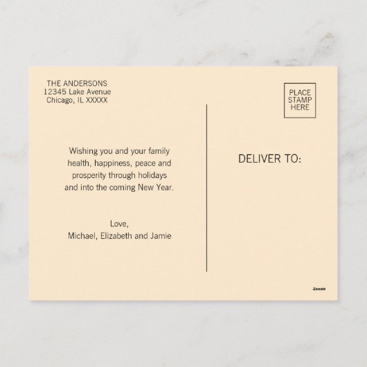 クリスマスオーナメントの喜び シーズンポストカード (裏面)